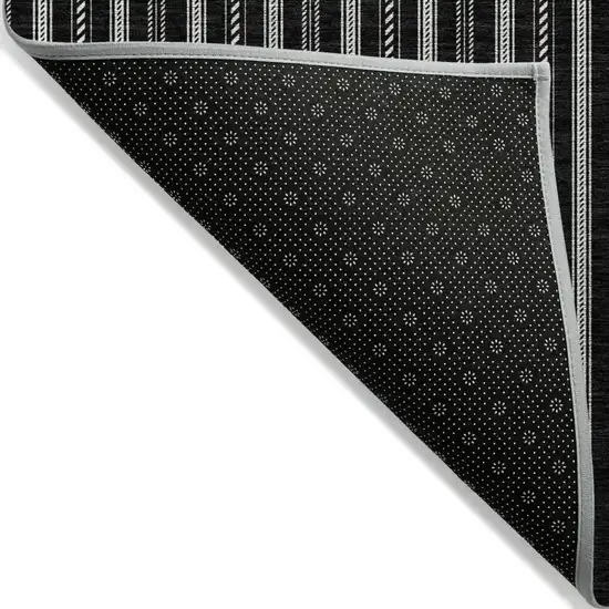 Black And Ivory Striped Washable Indoor Outdoor Area Rug Photo 4