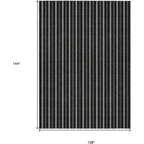 Black And Ivory Striped Washable Indoor Outdoor Area Rug Photo 3
