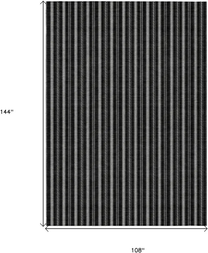 Black And Ivory Striped Washable Indoor Outdoor Area Rug Photo 3