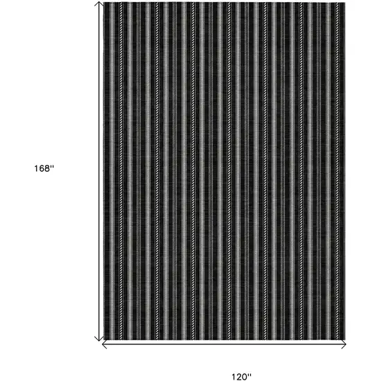 Black And Ivory Striped Washable Indoor Outdoor Area Rug Photo 3
