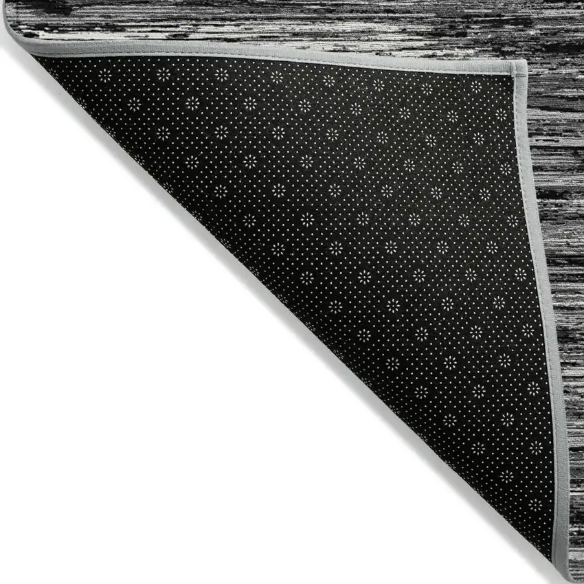 Black And Ivory Striped Washable Indoor Outdoor Area Rug Photo 4