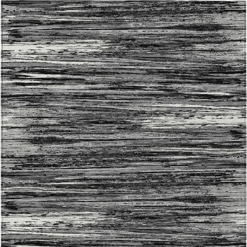 Black And Ivory Striped Washable Indoor Outdoor Area Rug Photo 6