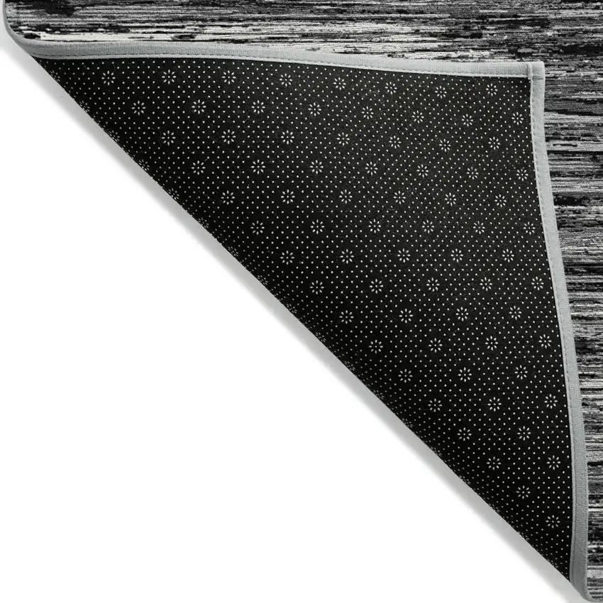 Black And Ivory Striped Washable Indoor Outdoor Area Rug Photo 3