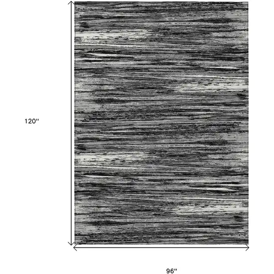 Black And Ivory Striped Washable Indoor Outdoor Area Rug Photo 7