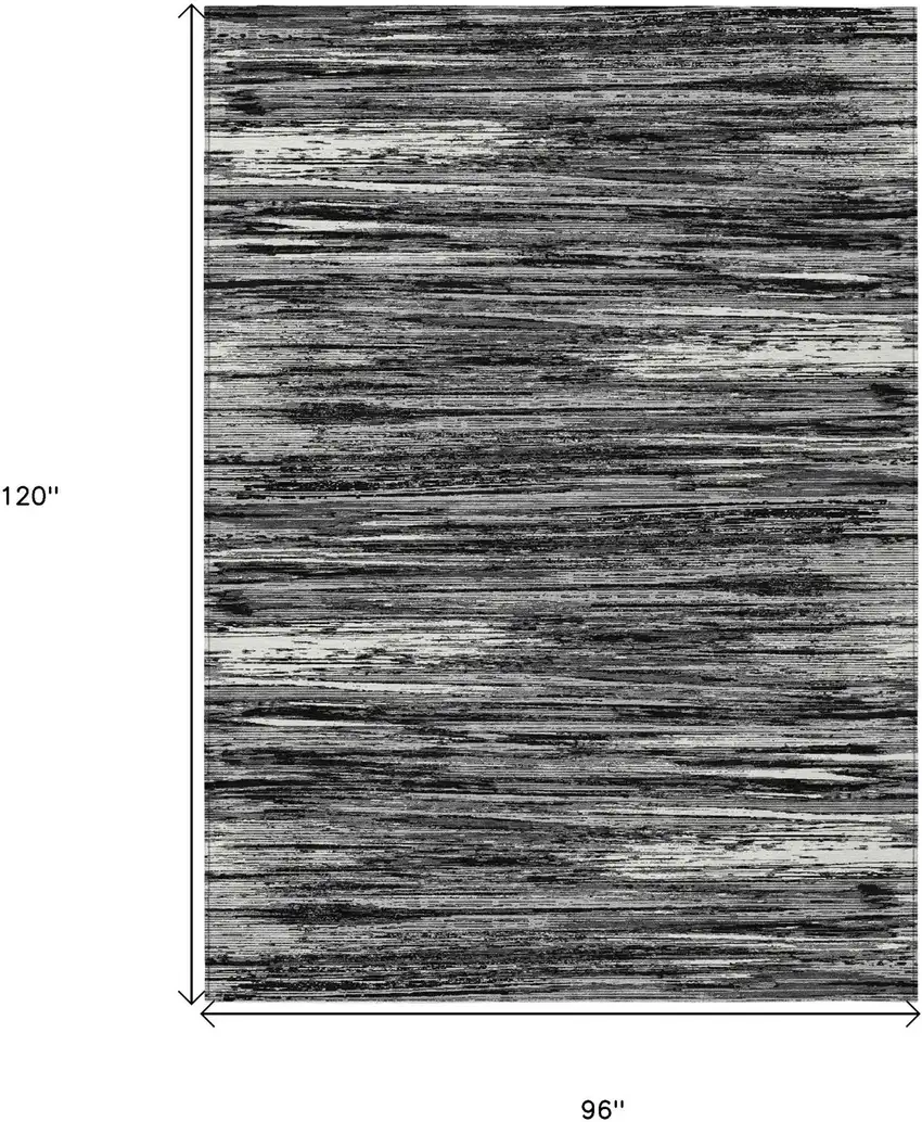 Black And Ivory Striped Washable Indoor Outdoor Area Rug Photo 7