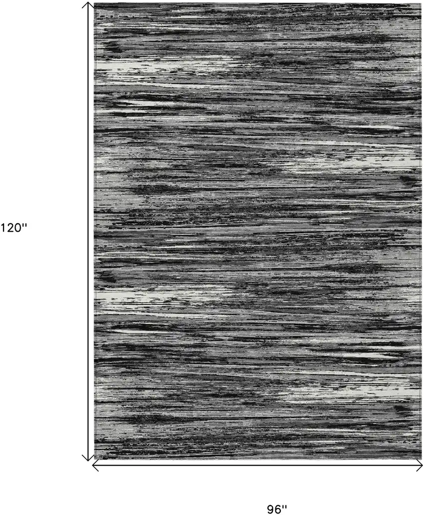 Black And Ivory Striped Washable Indoor Outdoor Area Rug Photo 3