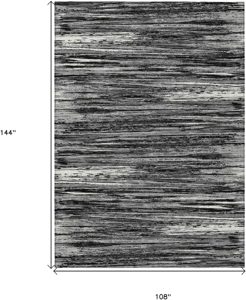 Black And Ivory Striped Washable Indoor Outdoor Area Rug Photo 3