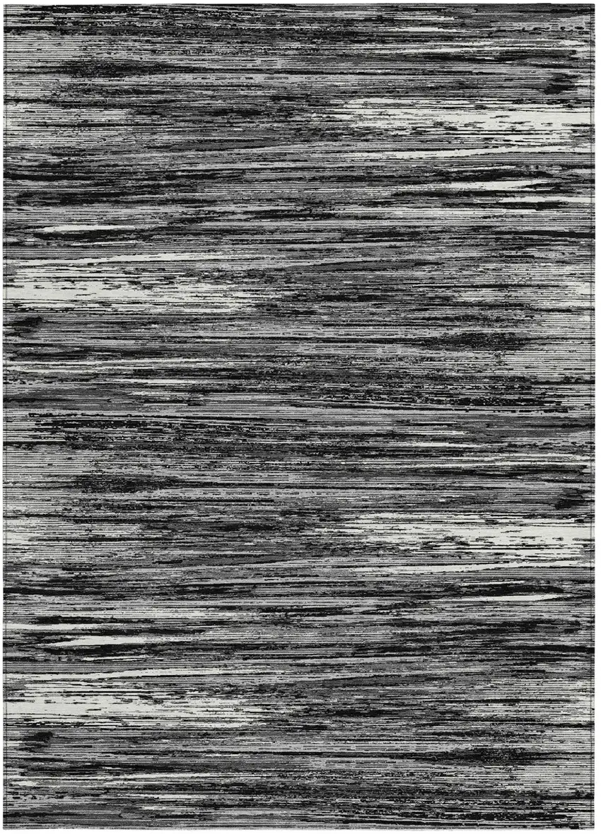 Black And Ivory Striped Washable Indoor Outdoor Area Rug Photo 7