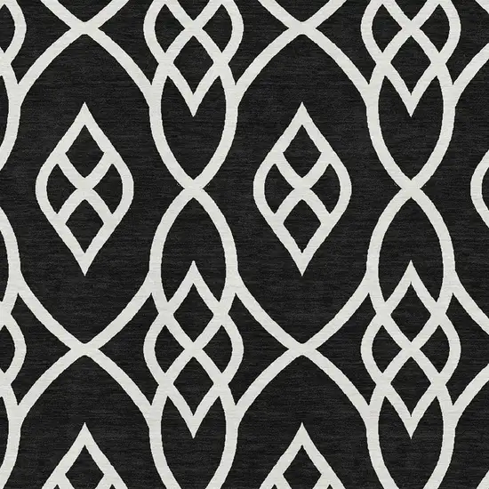 Black And Ivory Trellis Washable Area Rug With UV Protection Photo 3