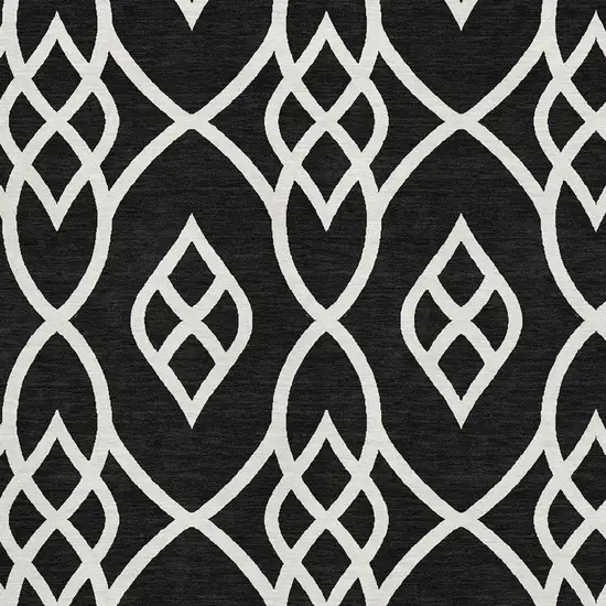 Black And Ivory Trellis Washable Area Rug With UV Protection Photo 3