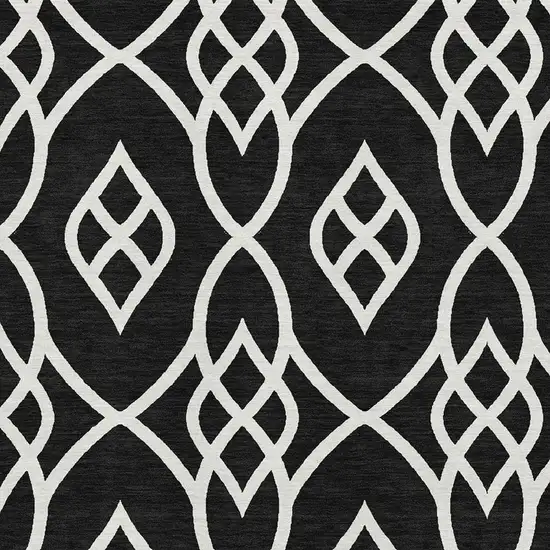 Black And Ivory Trellis Washable Area Rug With UV Protection Photo 3