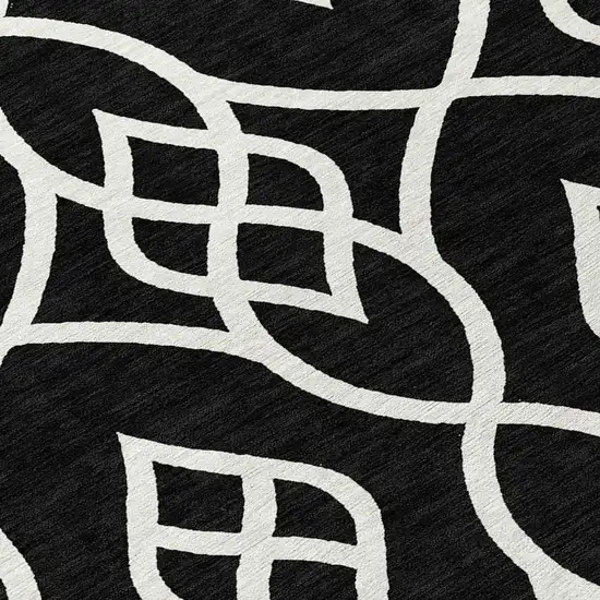 Black And Ivory Trellis Washable Indoor Outdoor Area Rug Photo 8