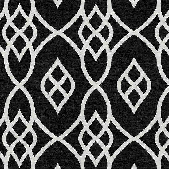Black And Ivory Trellis Washable Indoor Outdoor Area Rug Photo 6