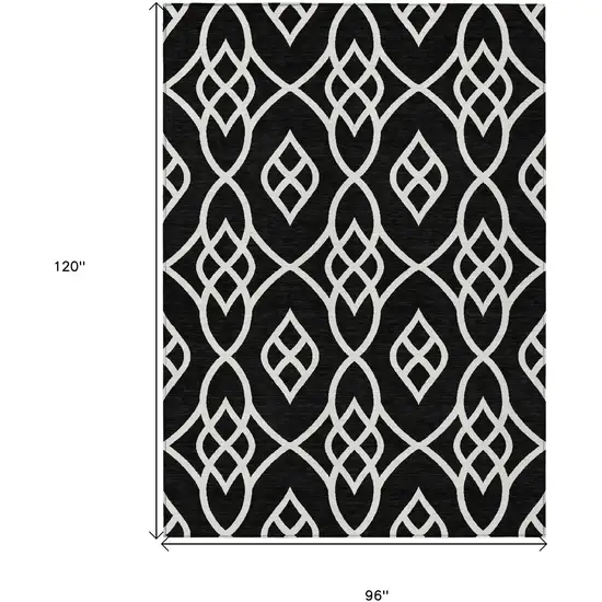 Black And Ivory Trellis Washable Indoor Outdoor Area Rug Photo 3