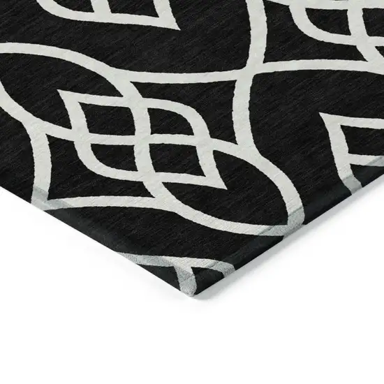 Black And Ivory Trellis Washable Indoor Outdoor Area Rug Photo 5