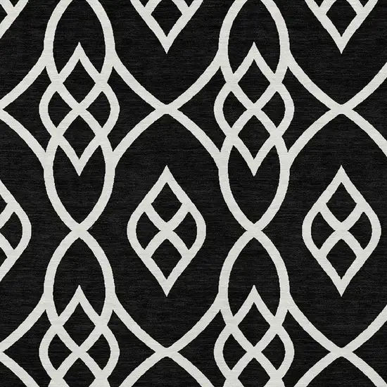 Black And Ivory Trellis Washable Indoor Outdoor Area Rug Photo 6