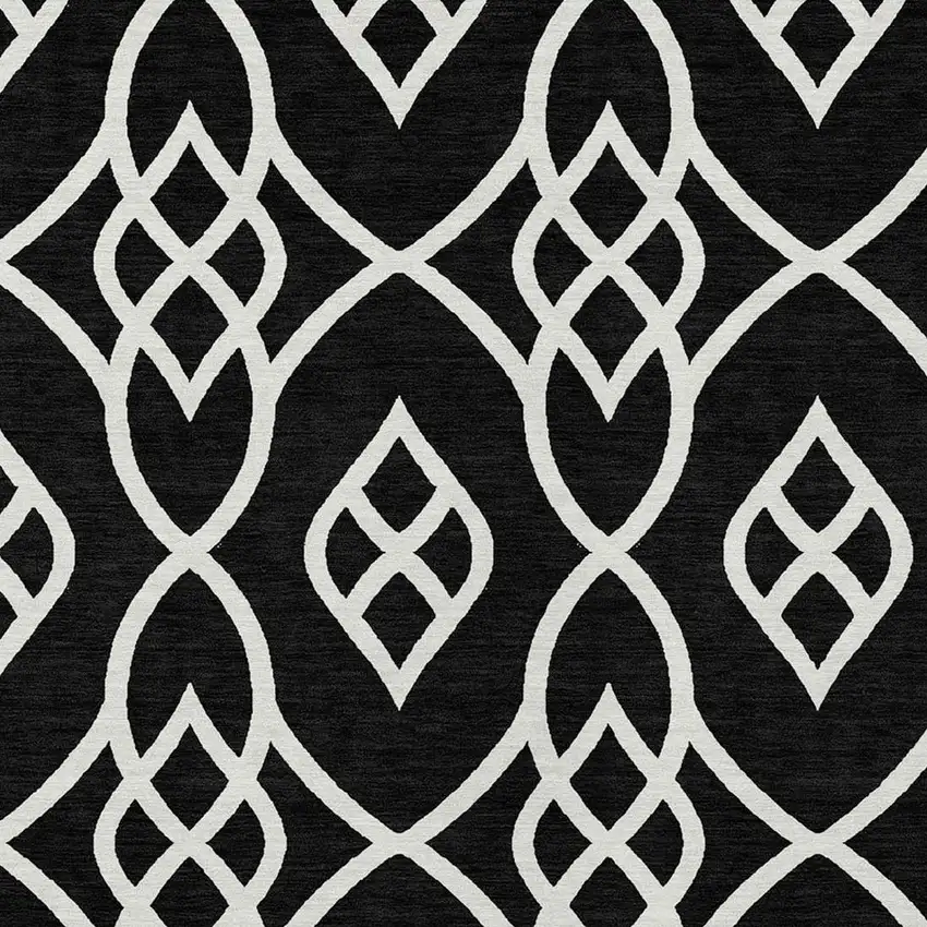 Black And Ivory Trellis Washable Indoor Outdoor Area Rug Photo 6