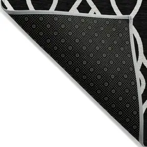 Photo of Black And Ivory Trellis Washable Indoor Outdoor Area Rug