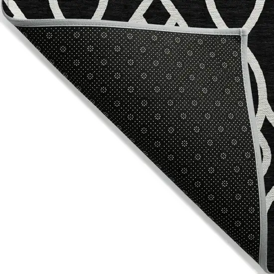 Black And Ivory Trellis Washable Indoor Outdoor Area Rug Photo 4