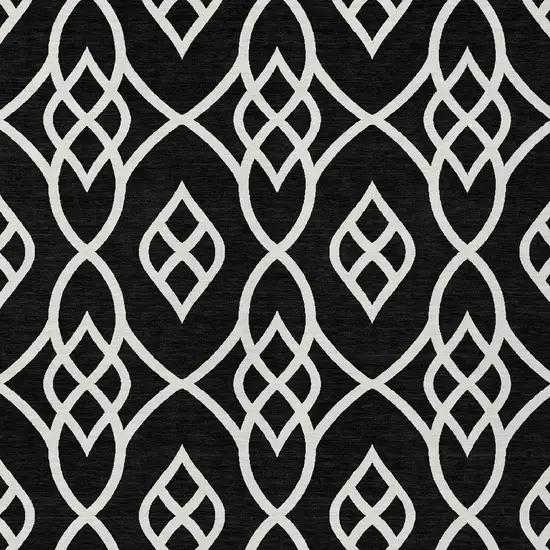 Black And Ivory Trellis Washable Indoor Outdoor Area Rug Photo 7