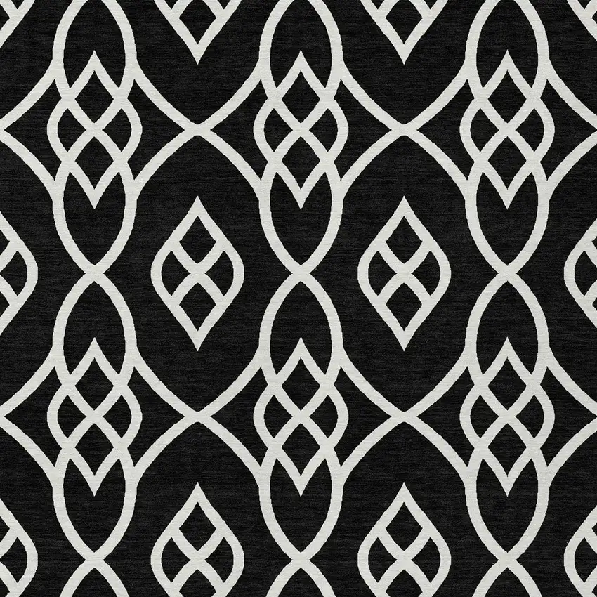 Black And Ivory Trellis Washable Indoor Outdoor Area Rug Photo 7