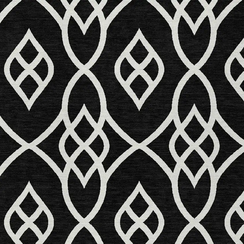 Black And Ivory Trellis Washable Indoor Outdoor Area Rug Photo 6