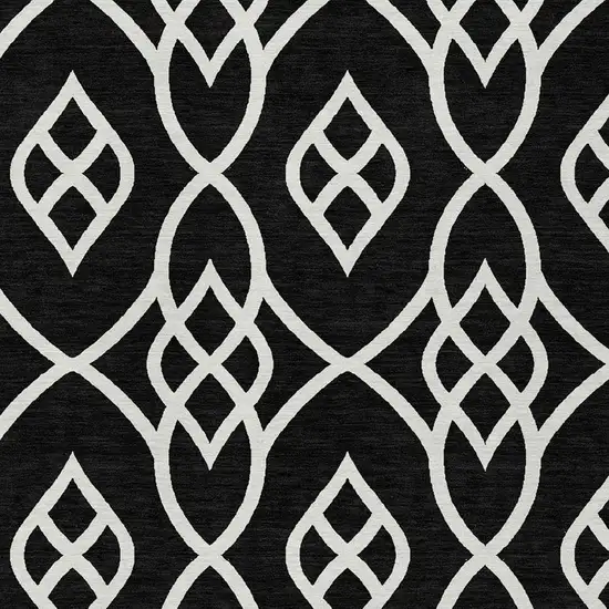 Black And Ivory Trellis Washable Indoor Outdoor Area Rug Photo 6
