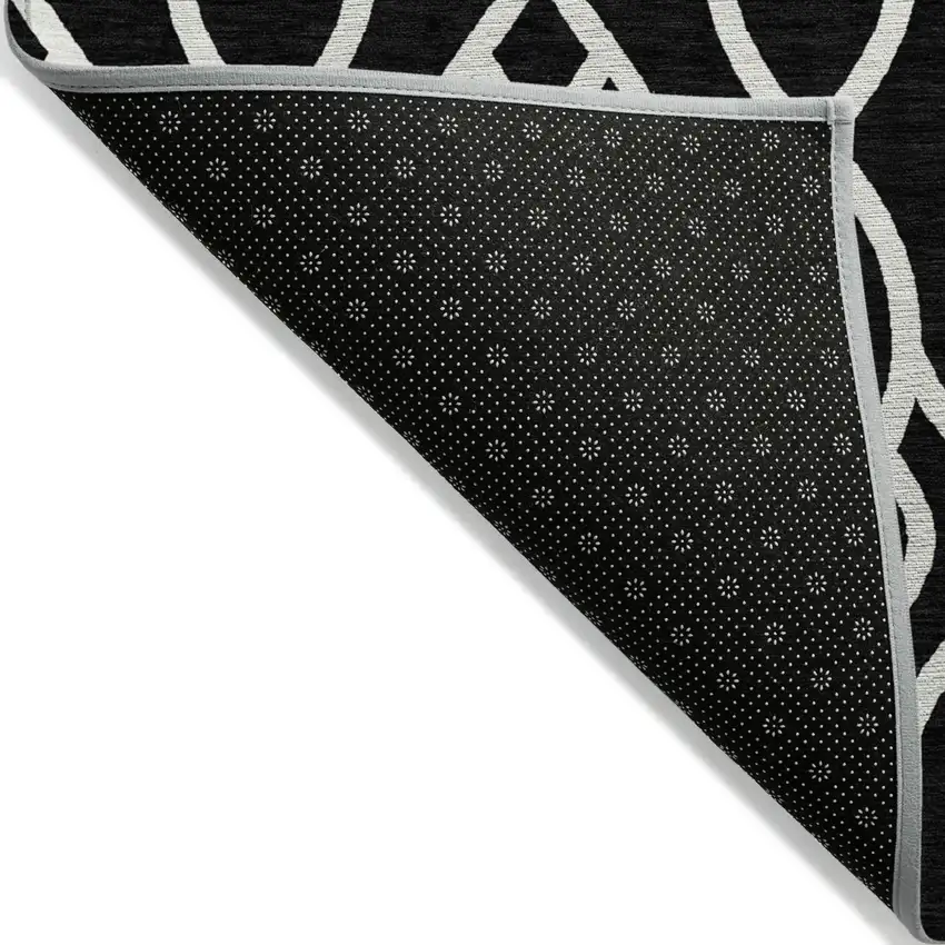 Black And Ivory Trellis Washable Indoor Outdoor Area Rug Photo 4