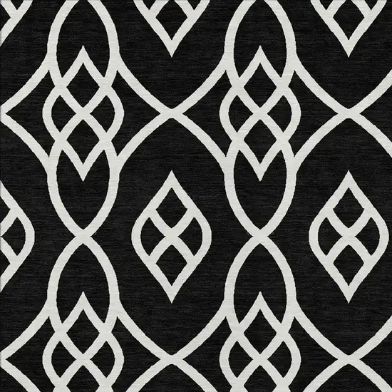 Black And Ivory Trellis Washable Indoor Outdoor Area Rug Photo 6