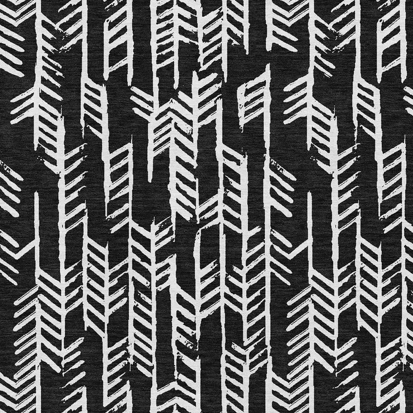 Black And Ivory Tribal Washable Area Rug With UV Protection Photo 3