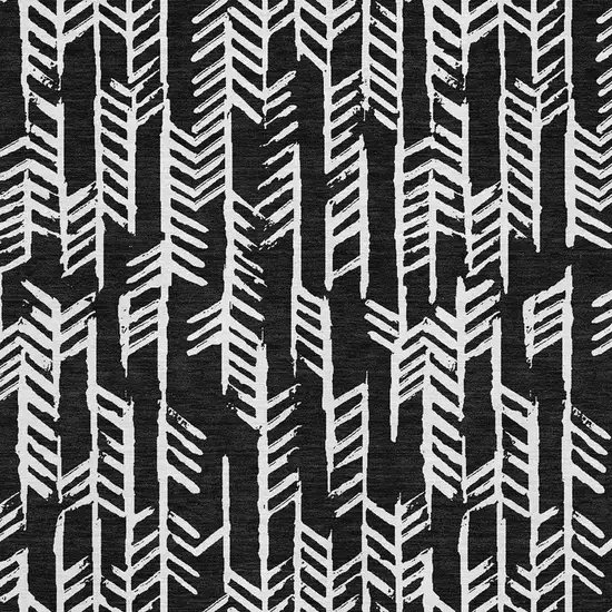 Black And Ivory Tribal Washable Area Rug With UV Protection Photo 3
