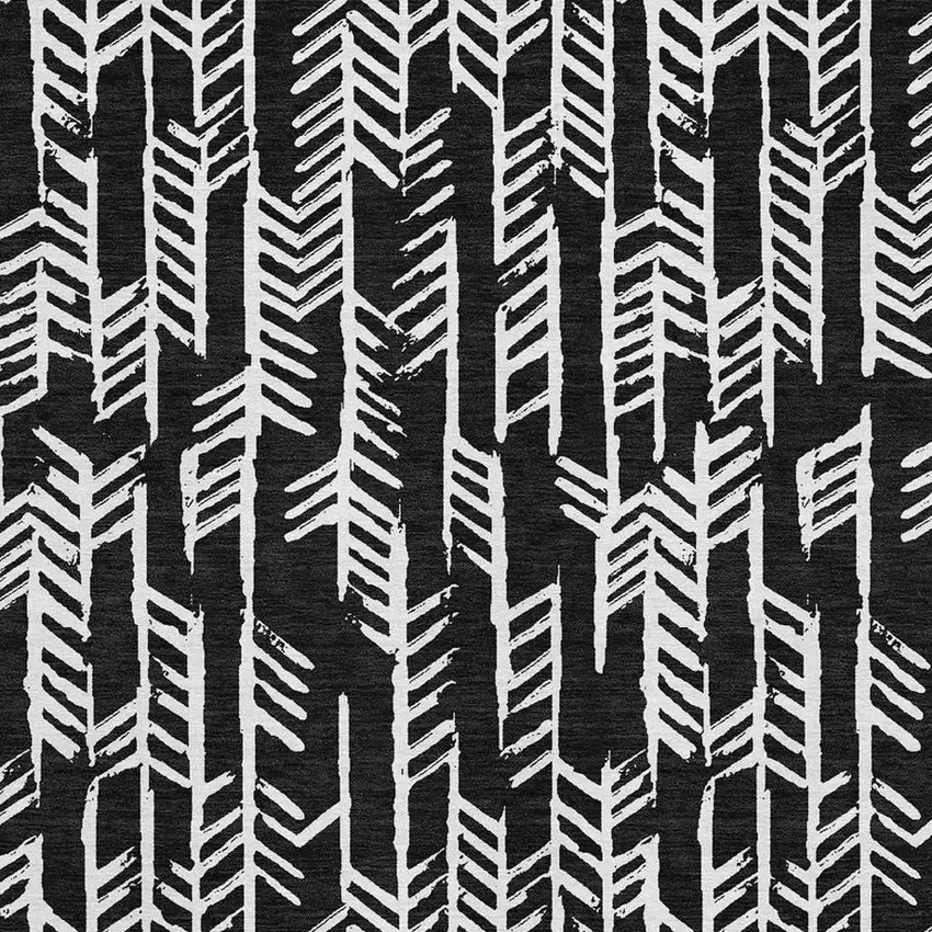 Black And Ivory Tribal Washable Area Rug With UV Protection Photo 3