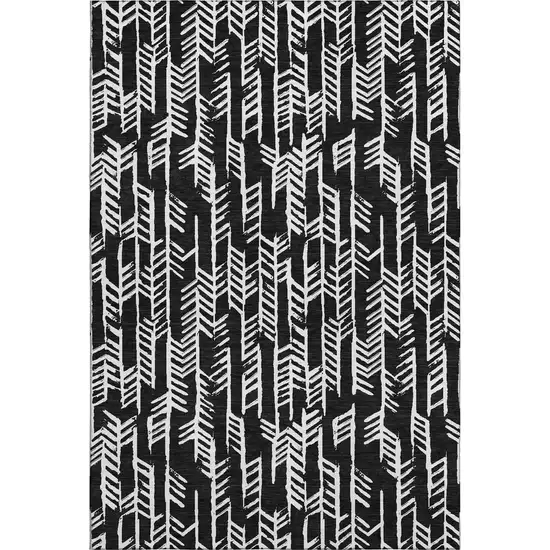 Black And Ivory Tribal Washable Area Rug With UV Protection Photo 1