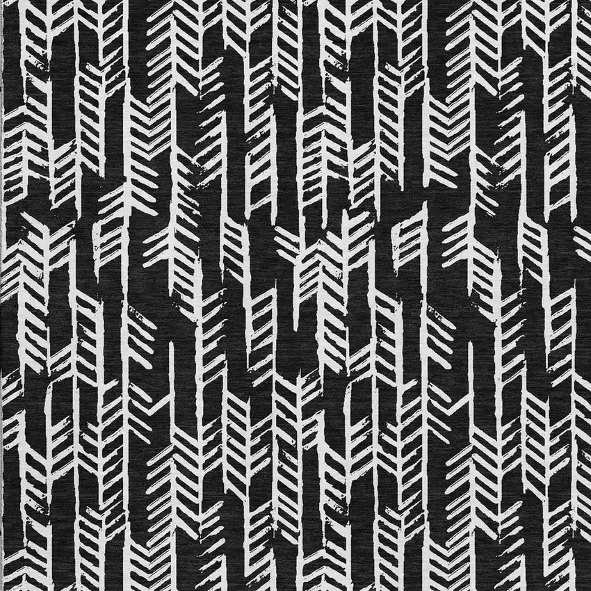 Black And Ivory Tribal Washable Area Rug With UV Protection Photo 3