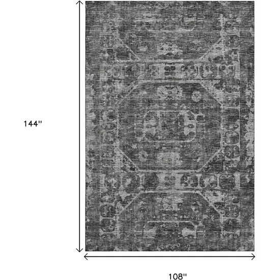 Black And Ivory Tribal Washable Indoor Outdoor Area Rug Photo 3