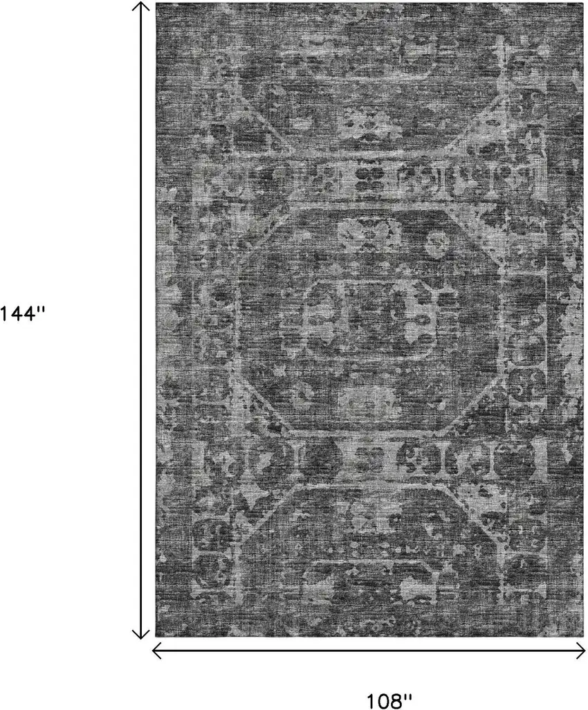 Black And Ivory Tribal Washable Indoor Outdoor Area Rug Photo 3