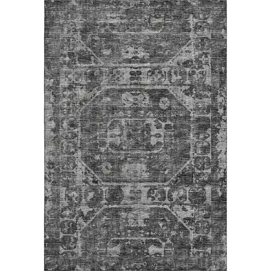 Black And Ivory Tribal Washable Indoor Outdoor Area Rug Photo 7
