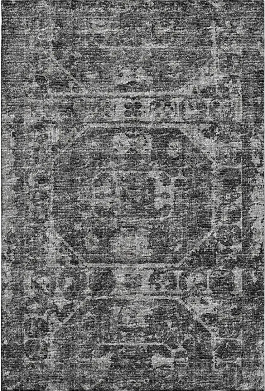 Black And Ivory Tribal Washable Indoor Outdoor Area Rug Photo 7