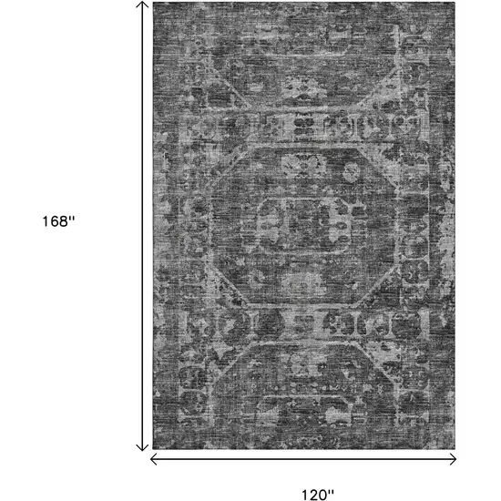 Black And Ivory Tribal Washable Indoor Outdoor Area Rug Photo 3