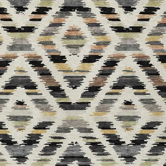 Black And Ivory Tribal Washable Indoor Outdoor Area Rug Photo 2