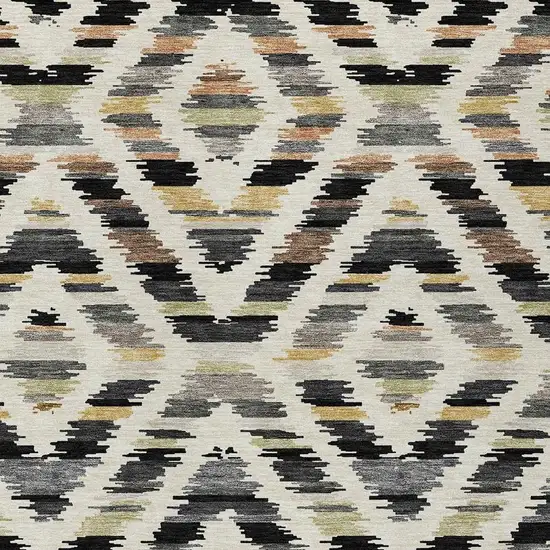 Black And Ivory Tribal Washable Indoor Outdoor Area Rug Photo 2