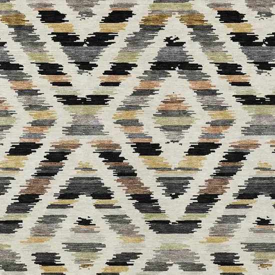 Black And Ivory Tribal Washable Indoor Outdoor Area Rug Photo 2