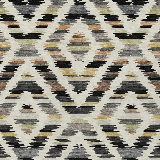 Black And Ivory Tribal Washable Indoor Outdoor Area Rug Photo 2