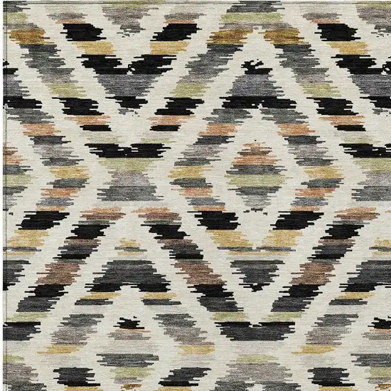Black And Ivory Tribal Washable Indoor Outdoor Area Rug Photo 2