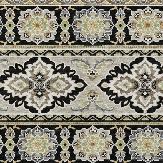 Black And Ivory Tribal Washable Indoor Outdoor Area Rug Photo 3