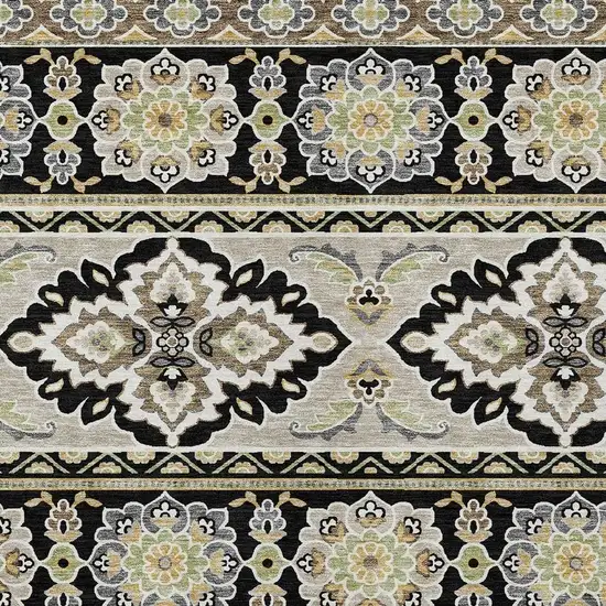 Black And Ivory Tribal Washable Indoor Outdoor Area Rug Photo 5