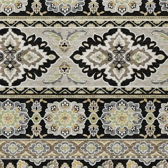 Black And Ivory Tribal Washable Indoor Outdoor Area Rug Photo 5