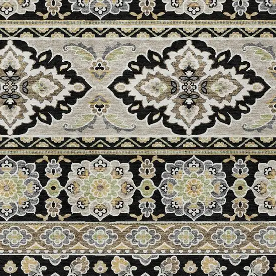 Black And Ivory Tribal Washable Indoor Outdoor Area Rug Photo 3