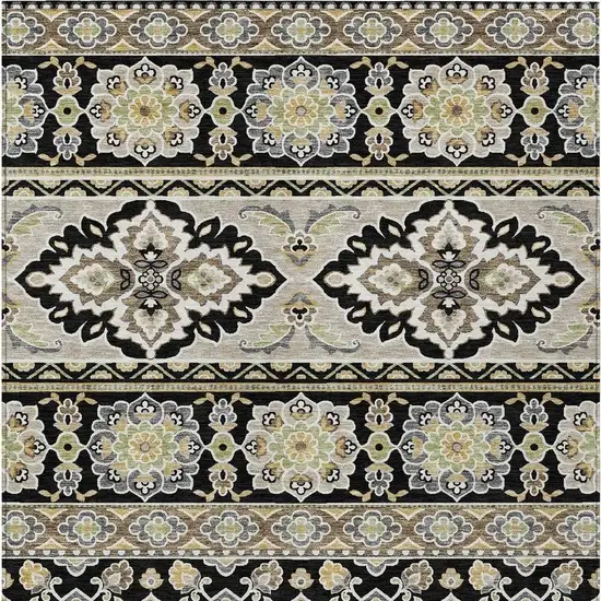 Black And Ivory Tribal Washable Indoor Outdoor Area Rug Photo 6