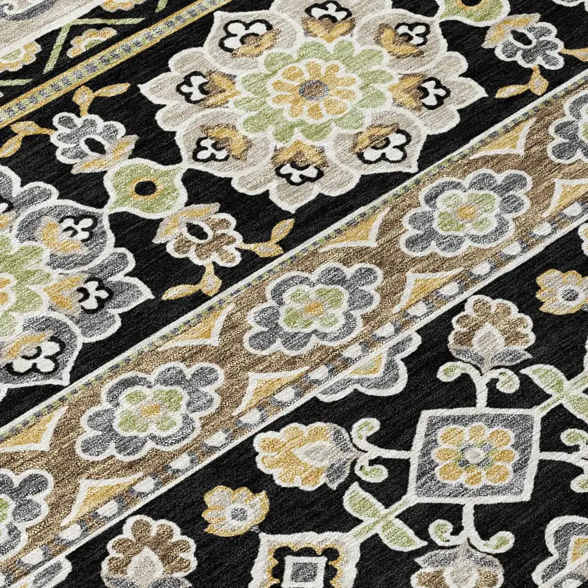 Black And Ivory Tribal Washable Indoor Outdoor Area Rug Photo 7